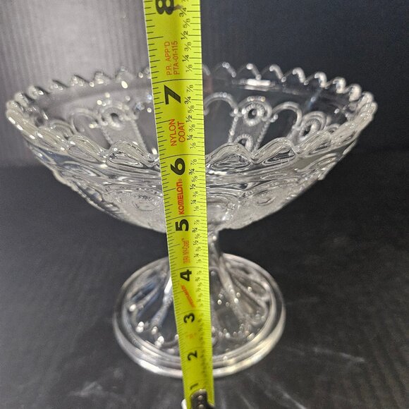 Antique US Glass, Kansas Pattern Jewel With Dewdrop Footed Compote Circa 1901 - Picture 8 of 12